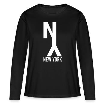 New York - T-shirt manches longues Premium bio Femme - noir - Devant - Julia (174cm)