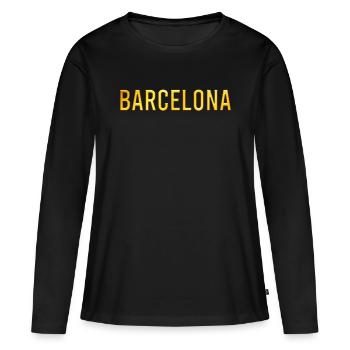 Barcelone - T-shirt manches longues Premium bio Femme - noir - Devant - Julia (174cm)