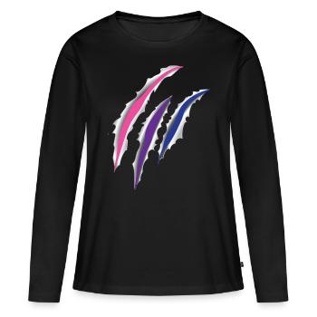 Bisexual Bi Pride Flag Scratch - Frauen Premium Bio Langarmshirt - Schwarz - Vorne - Julia (174cm)
