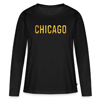 Chicago - T-shirt manches longues Premium bio Femme - noir - Devant - Julia (174cm)