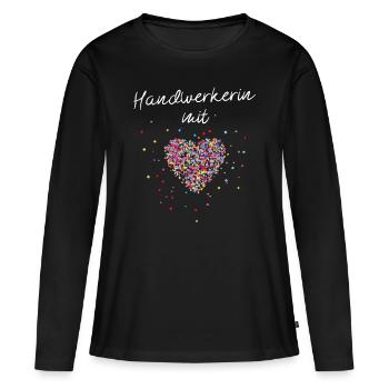 Handwerkerin Mit Herz Heimwerker - Frauen Premium Bio Langarmshirt - Schwarz - Vorne - Julia (174cm)