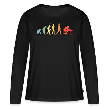 Zocken Evolution Retro Gaming Gamer - Frauen Premium Bio Langarmshirt - Schwarz - Vorne - Julia (174cm)