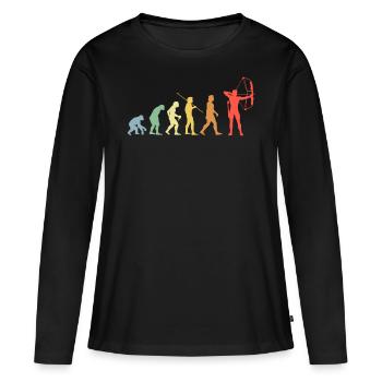 Bogen Evolution Retro Bogenschießen Bogenschütze - Frauen Premium Bio Langarmshirt - Schwarz - Vorne - Julia (174cm)