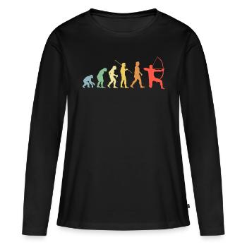 Bogen Evolution Retro Bogenschießen Bogenschütze - Frauen Premium Bio Langarmshirt - Schwarz - Vorne - Julia (174cm)