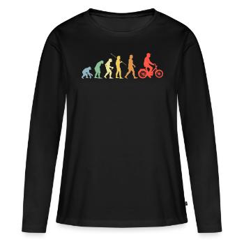 Cyclomoteur Evolution Rétro Cyclomoteur Cyclomoteur Rider - T-shirt manches longues Premium bio Femme - noir - Devant - Julia (174cm)
