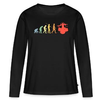Drums Evolution Retro Music Drummer - Women's Premium Organic Long Sleeve Shirt - black - Front - Julia (174cm)