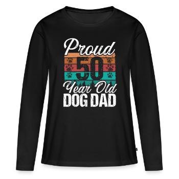 Fier chien de 50 ans Papa Amoureux des chiens 50e anniversaire - T-shirt manches longues Premium bio Femme - noir - Devant - Julia (174cm)