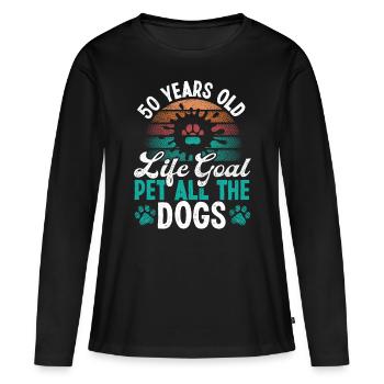 50ème anniversaire Animal tous les chiens Chien Papa 50 ans - T-shirt manches longues Premium bio Femme - noir - Devant - Julia (174cm)