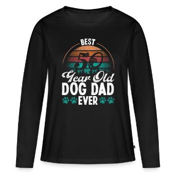 50 ans Meilleur chien Papa jamais Chien 50e anniversaire - T-shirt manches longues Premium bio Femme - noir - Devant - Julia (174cm)