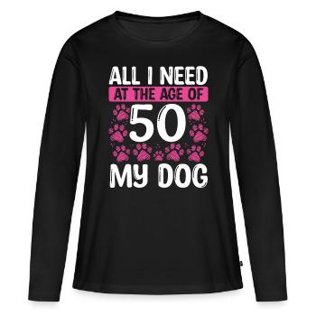Chien de 50 ans Maman Chien Papa 50e anniversaire - T-shirt manches longues Premium bio Femme - noir - Devant - Julia (174cm)