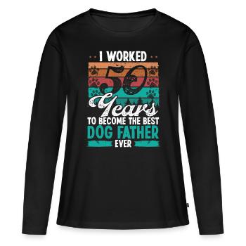 Chien de 50 ans Papa Chien Père 50e anniversaire - T-shirt manches longues Premium bio Femme - noir - Devant - Julia (174cm)