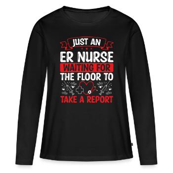 Infirmière de salle d’urgence Technicienne de salle d’urgence - T-shirt manches longues Premium bio Femme - noir - Devant - Julia (174cm)