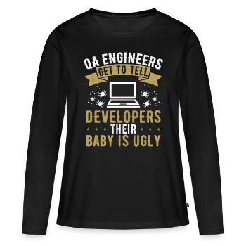 Analyste de l’assurance qualité des logiciels d’ingénierie QA - T-shirt manches longues Premium bio Femme - noir - Devant - Julia (174cm)