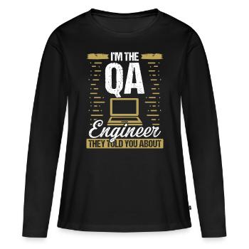 Logiciel d’assurance qualité du code d’ingénierie QA - T-shirt manches longues Premium bio Femme - noir - Devant - Julia (174cm)