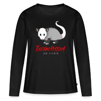 TECHNO TECHNOPOSSUM VOTRE PUTAIN D’OPOSSUM - T-shirt manches longues Premium bio Femme - noir - Devant - Julia (174cm)