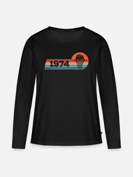 Basketballspiele Jahrgang 1974 geboren Geburtstag - Premium økologisk langærmet T-shirt til kvinder - sort
