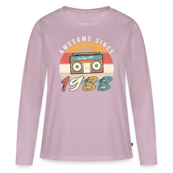 Juillet 1988 légendaire - T-shirt manches longues Premium bio Femme - rose poudré - Devant - Julia (174cm)