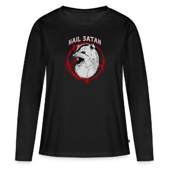 Salut Satan I Opossum satanique - T-shirt manches longues Premium bio Femme - noir - Devant - Julia (174cm)