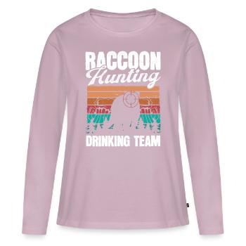 Équipe de chasse au raton laveur Vintage Raccoon Hunter - T-shirt manches longues Premium bio Femme - rose poudré - Devant - Julia (174cm)