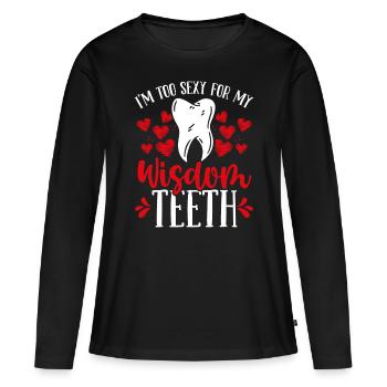 Chirurgie des dents de sagesse Humour drôle Dents de sagesse - T-shirt manches longues Premium bio Femme - noir - Devant - Julia (174cm)