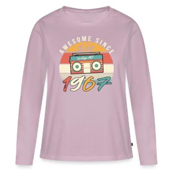 Retro Rekorder 1967 Juli - Frauen Premium Bio Langarmshirt - Altrosa - Vorne - Julia (174cm)
