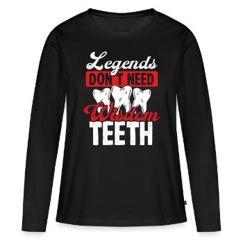 Drôle d’enlèvement des dents de sagesse Chirurgie des dents de sagesse - T-shirt manches longues Premium bio Femme - noir - Devant - Julia (174cm)