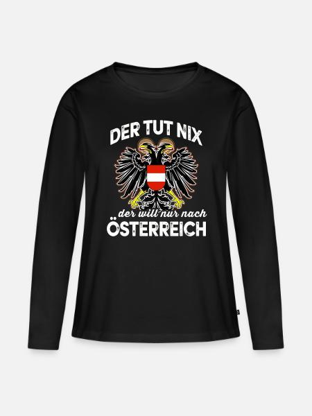 Österreich Flagge Wien Tirol Steiermark Austria - Frauen Premium Bio Langarmshirt - Schwarz