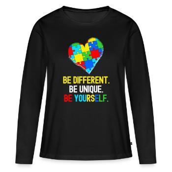 Tshirt autistique Autimus Cadeau Asperger Enfants - T-shirt manches longues Premium bio Femme - noir - Devant - Julia (174cm)