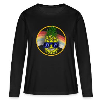 Ananas - T-shirt manches longues Premium bio Femme - noir - Devant - Julia (174cm)