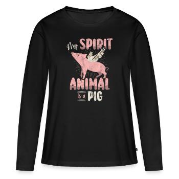 Cochon - T-shirt manches longues Premium bio Femme - noir - Devant - Julia (174cm)