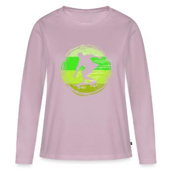 Skater Skateboard Cadeau Halfpipe Sk8 Ollie - T-shirt manches longues Premium bio Femme - rose poudré - Devant - Julia (174cm)