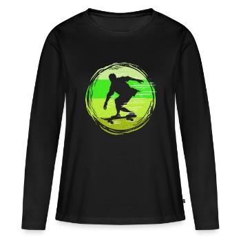Skater Skateboard Geschenk Halfpipe Sk8 Ollie - Frauen Premium Bio Langarmshirt - Schwarz - Vorne - Julia (174cm)