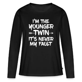 Zwillingsgeschwister Angebot für einen zweieiigen - Frauen Premium Bio Langarmshirt - Schwarz - Vorne - Julia (174cm)