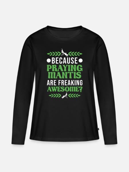 Gottesanbeterin Mantis Fangschrecke - Frauen Premium Bio Langarmshirt - Schwarz