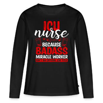 Infirmière en soins intensifs Miracle Worker Nursing Essentials - T-shirt manches longues Premium bio Femme - noir - Devant - Julia (174cm)
