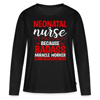 Infirmière de l’USIN Miracle Worker Nursing Essentials - T-shirt manches longues Premium bio Femme - noir - Devant - Julia (174cm)
