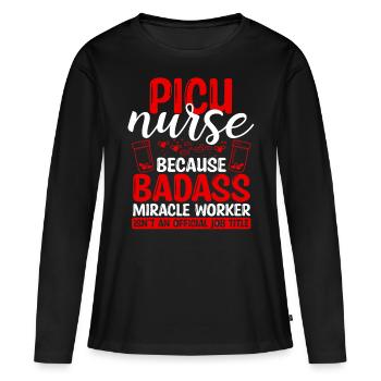 Picu Nurse Miracle Worker Nursing Essentials - T-shirt manches longues Premium bio Femme - noir - Devant - Julia (174cm)