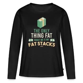 Argent Richesse Prospérité dicton drôle - T-shirt manches longues Premium bio Femme - noir - Devant - Julia (174cm)