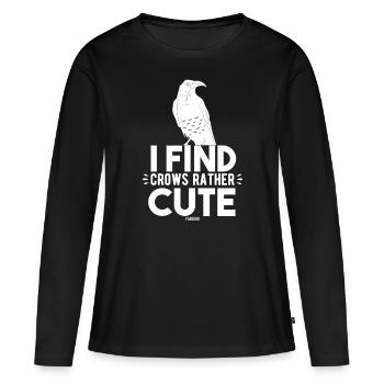 Potence Oiseau Brouillard Corbeau Superstition Animal - T-shirt manches longues Premium bio Femme - noir - Devant - Julia (174cm)