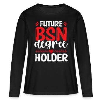 Futur titulaire du diplôme BSN BSN Nurse Nursing School - T-shirt manches longues Premium bio Femme - noir - Devant - Julia (174cm)