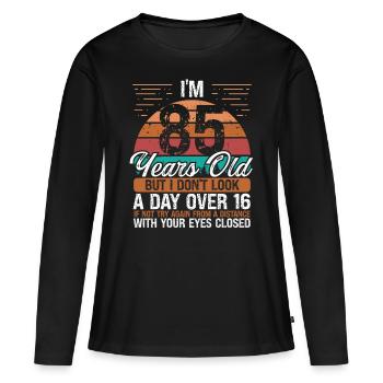 85 Jour d’anniversaire plus de 16 Millésime 85 ans - T-shirt manches longues Premium bio Femme - noir - Devant - Julia (174cm)