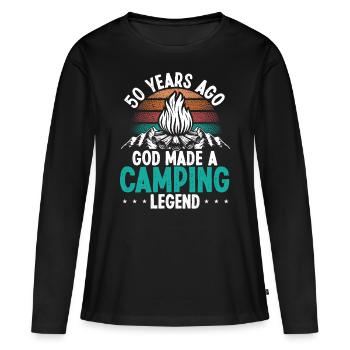 50 Birthday Camping Vintage Mountains 50 Year Old - Women's Premium Organic Long Sleeve Shirt - black - Front - Julia (174cm)