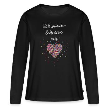 Schwimmlehrerin Mit Herz Schwimmerin - Frauen Premium Bio Langarmshirt - Schwarz - Vorne - Julia (174cm)