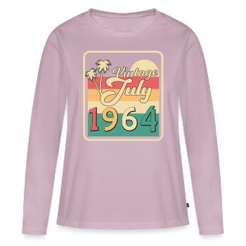 Millésime juillet 1964 - T-shirt manches longues Premium bio Femme - rose poudré - Devant - Julia (174cm)