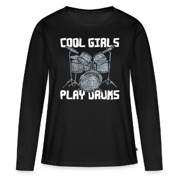 Batterie Batteur Batteur - T-shirt manches longues Premium bio Femme - noir - Devant - Julia (174cm)