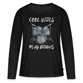 Batteur Batteur Batteur - T-shirt manches longues Premium bio Femme - noir - Devant - Julia (174cm)