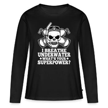 Ibreathe underwater what's your superpower - Frauen Premium Bio Langarmshirt - Schwarz - Vorne - Julia (174cm)