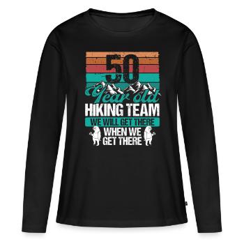 50 Year Old Mountaineer Hiking Hiker 50th Birthday - Frauen Premium Bio Langarmshirt - Schwarz - Vorne - Julia (174cm)
