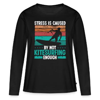 Kitesurf Vintage Kitesurf Rétro Kitesurf - T-shirt manches longues Premium bio Femme - noir - Devant - Julia (174cm)