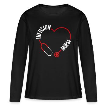 Infusion Nurse Stethoscope Nursing for Nurses - Frauen Premium Bio Langarmshirt - Schwarz - Vorne - Julia (174cm)